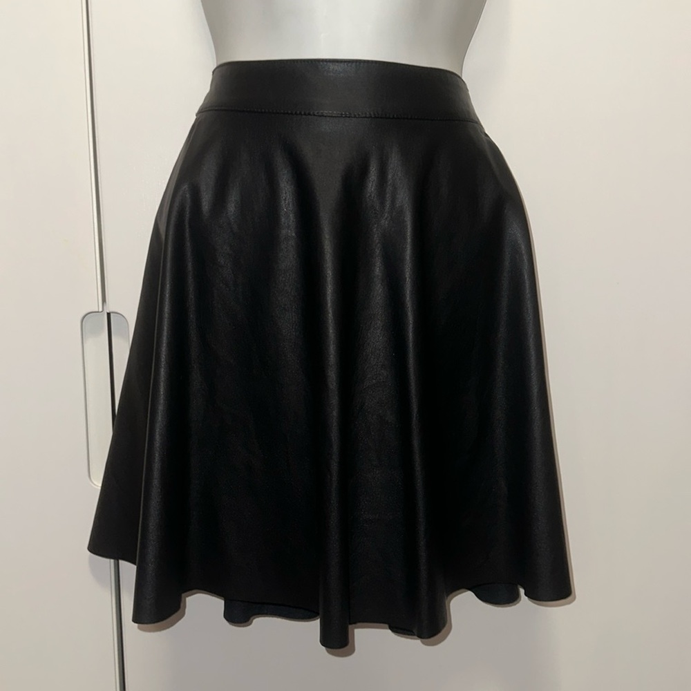 Black pleather skater skirt